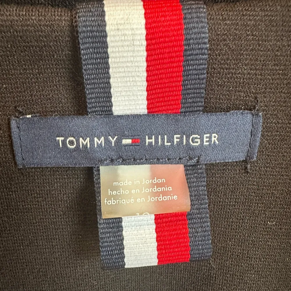 Tommy Hilfiger Stretch Blazer One Button Black Jacket Ruched Sleeve Size 10 - Image 3