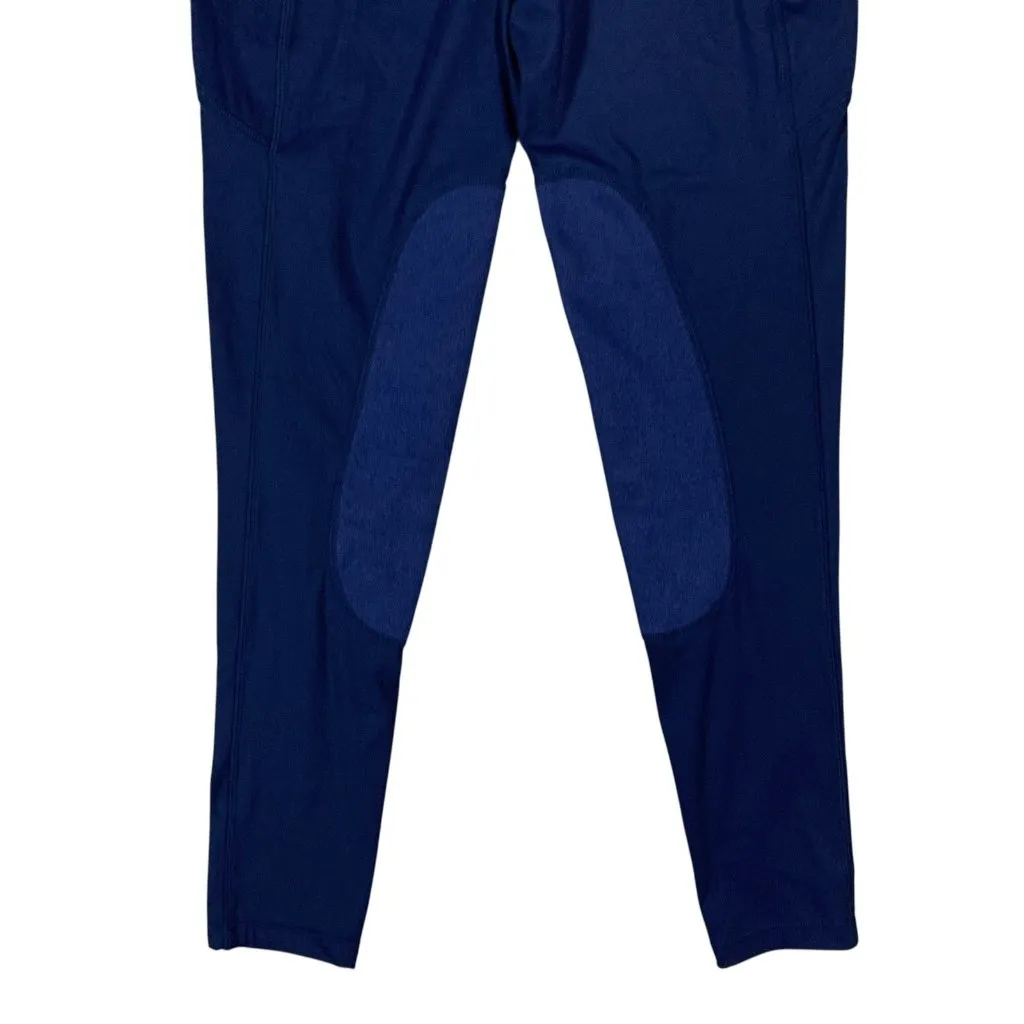 Santiny Navy Equestrian Riding Pants S Zip Pocket Knee Patch Stretchy Blue - Image 3