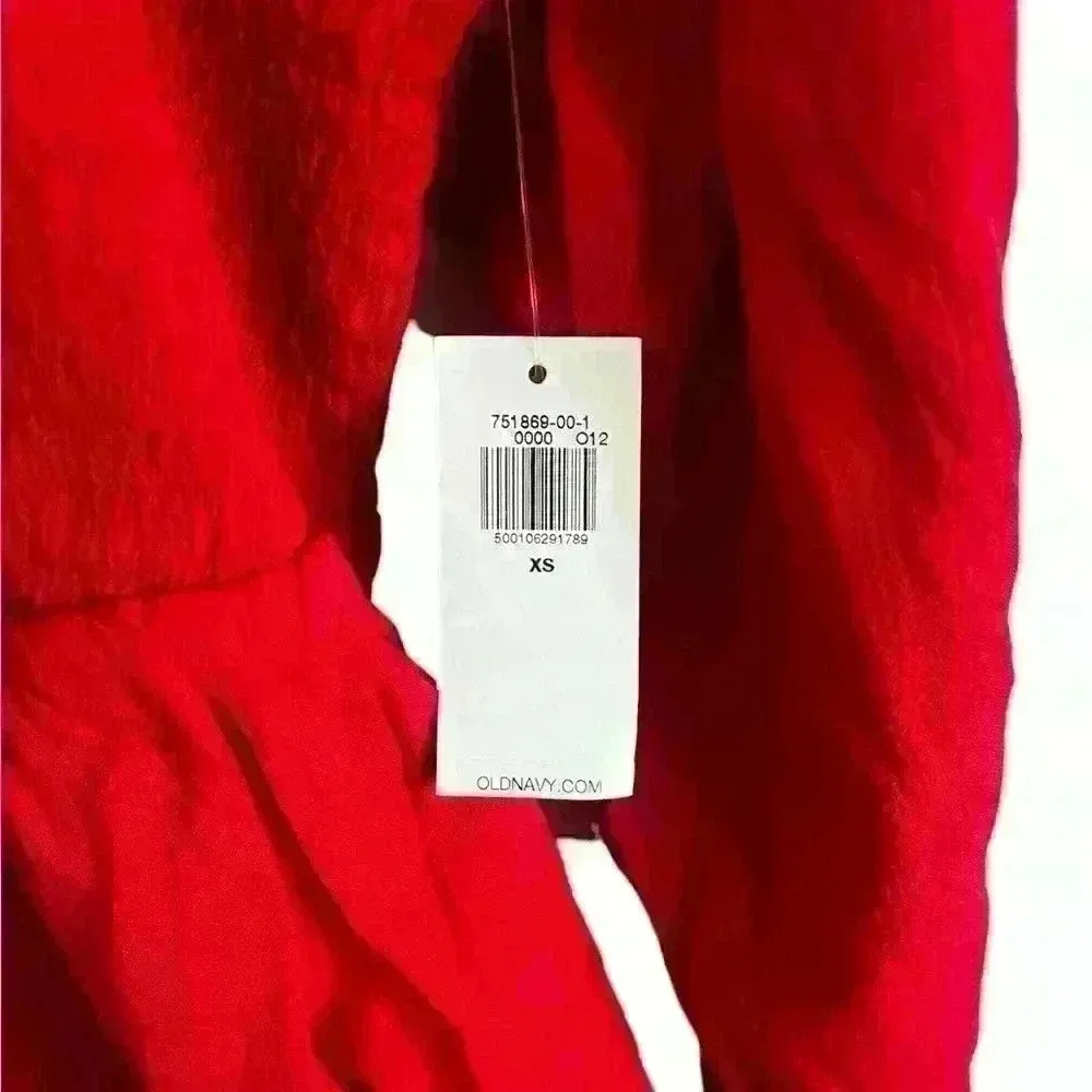 NWT Old Navy Red Shirred Peplum Long Sleeve Top | Dressy Shirt | Size XS - Image 4
