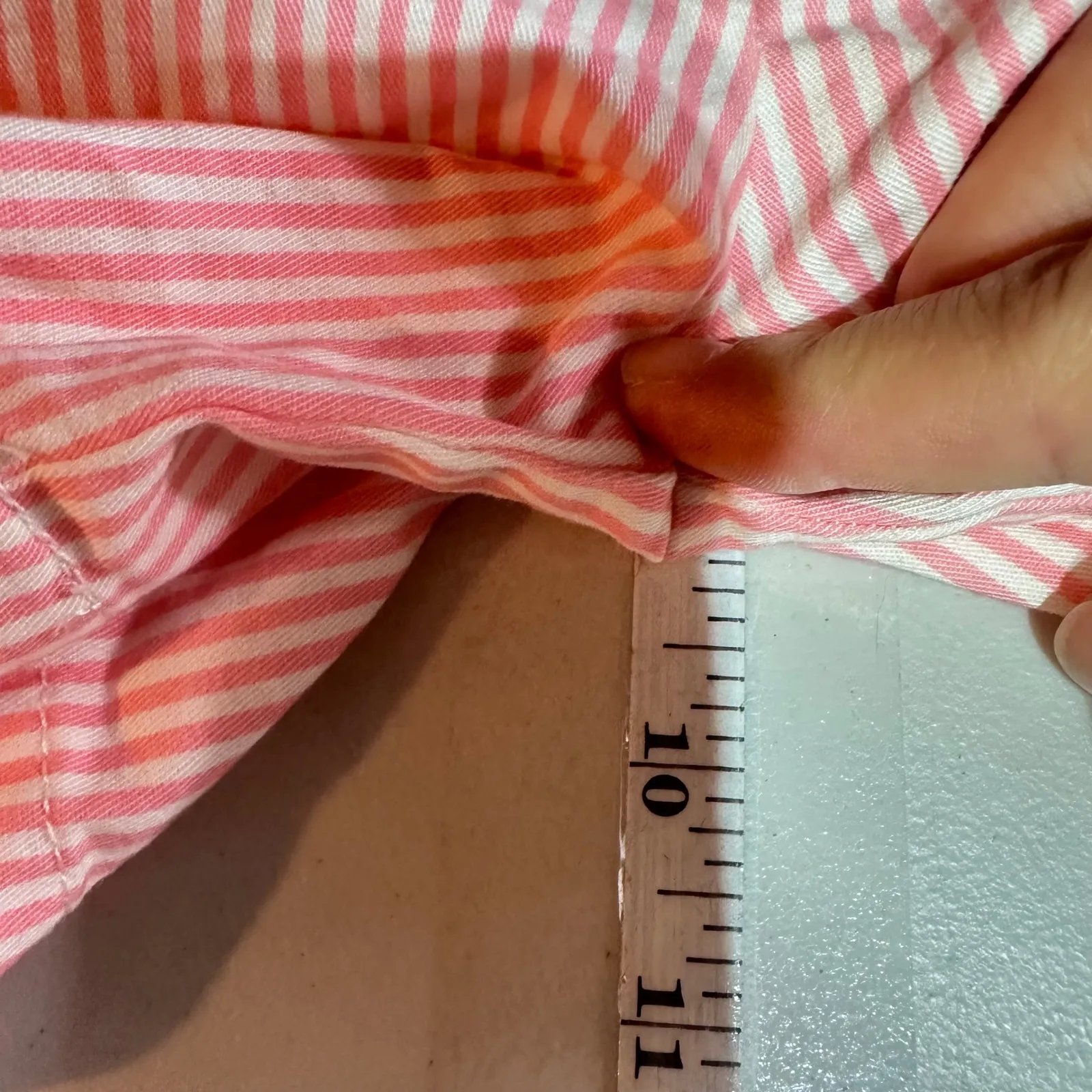 LOFT Pink White Stripe Cotton Chino Shorts Women's Size 4 Casual Beach Coastal - Image 9