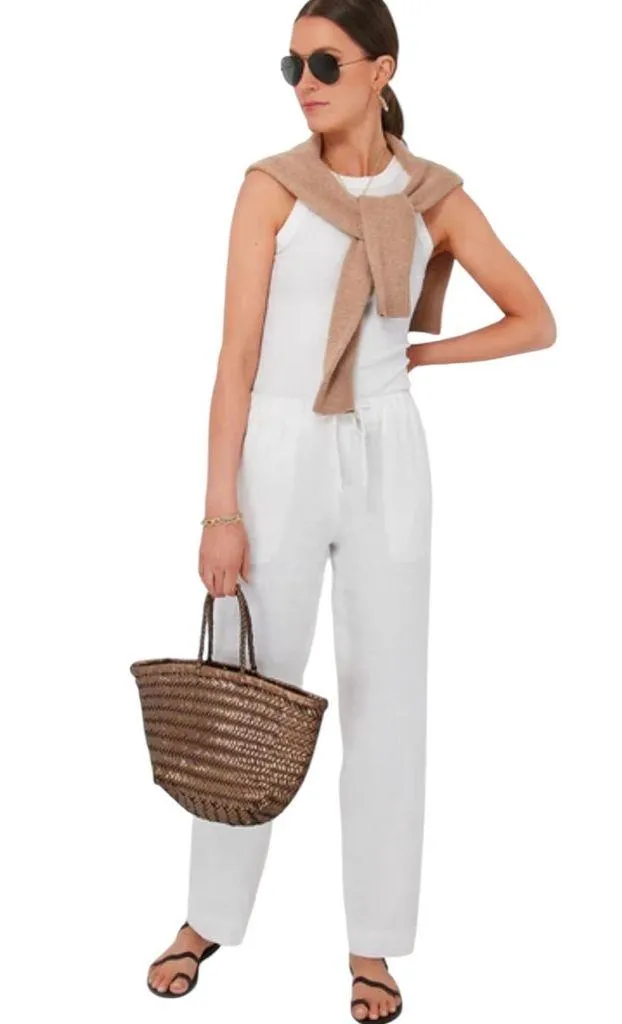 Vince Hemp Drawstring Tie Front White Pants Size S - Image 5