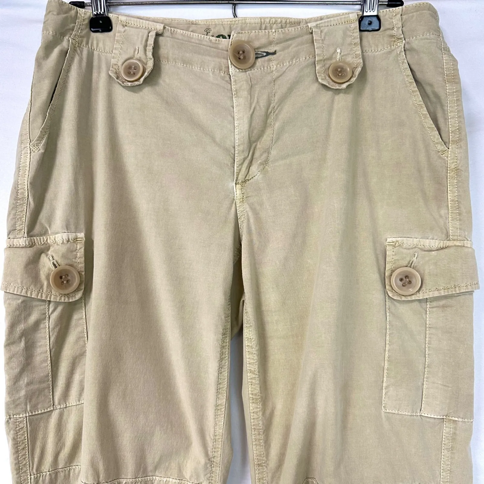 OLD NAVY Vintage Y2K Khaki Low Rise Baggy Cargo Pants Pockets 2000s Women's 4 - Image 3