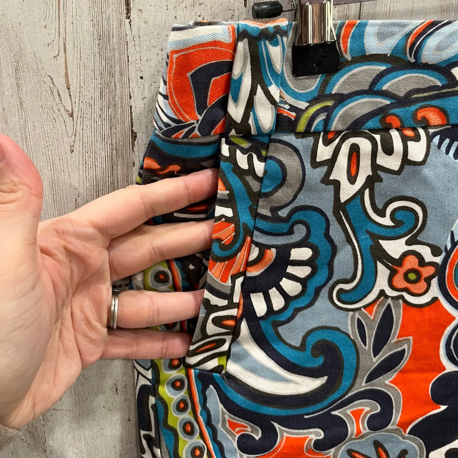 JCrew The Classic Chino Short Gray Orange Paisley Preppy Womens Size 2 Cotton - Image 2