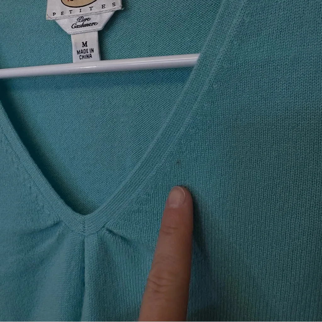 Talbots Teal‎ Sweater 100% cashmere women’s medium petite vintage - Image 8