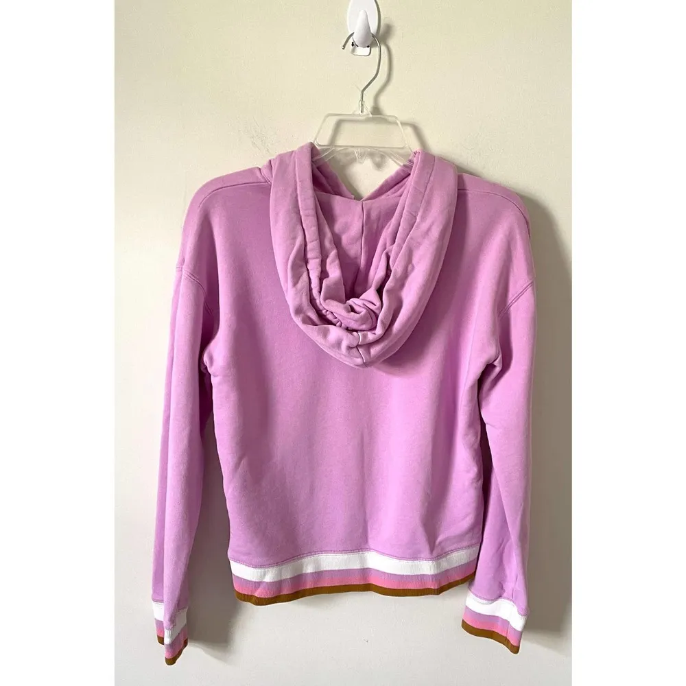 J. Crew Boho Striped Hoodie Sweatershirt Purple Size XS - Image 2