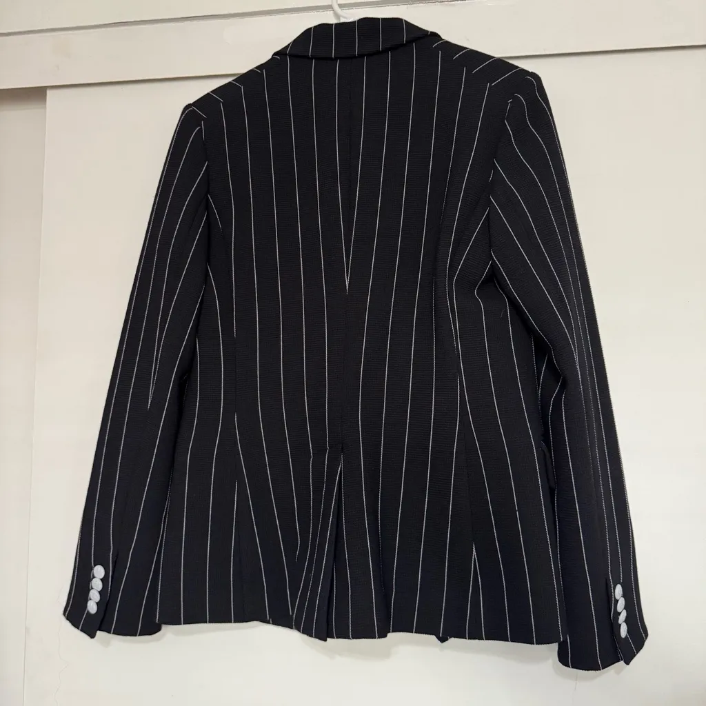 Veronica Beard Daytona Pinstripe Double Brested Blazer Jacket Black - Image 8