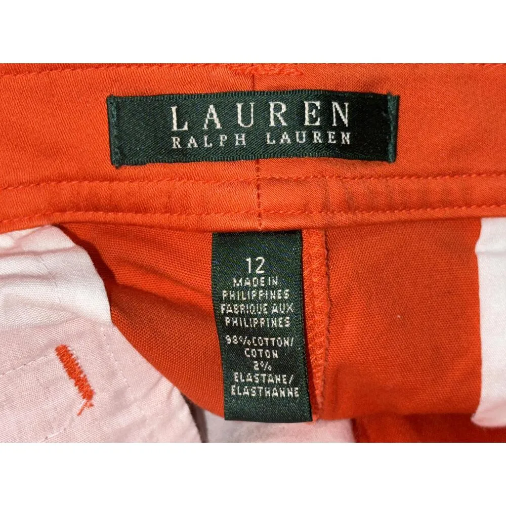 NEW NWOT LAUREN Ralph Lauren Orange Cotton Spandex Bermuda Shorts Womens Size 12 - Image 3