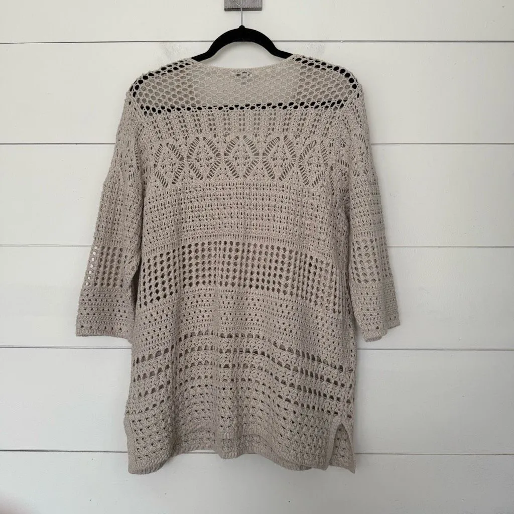 J Jill Women’s Large Missy Boho Crochet Knit Sweater - Image 4