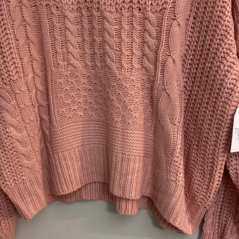Time And Tru womens New! Rose pink retro cable. Knit sweater size XL - Image 4