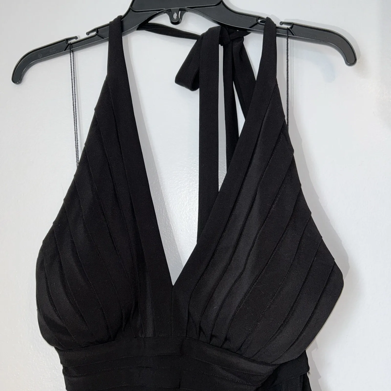 Adrianna Papell  Black‎ Ruffle Halter Knee-Length Dress Size 16 - Image 2