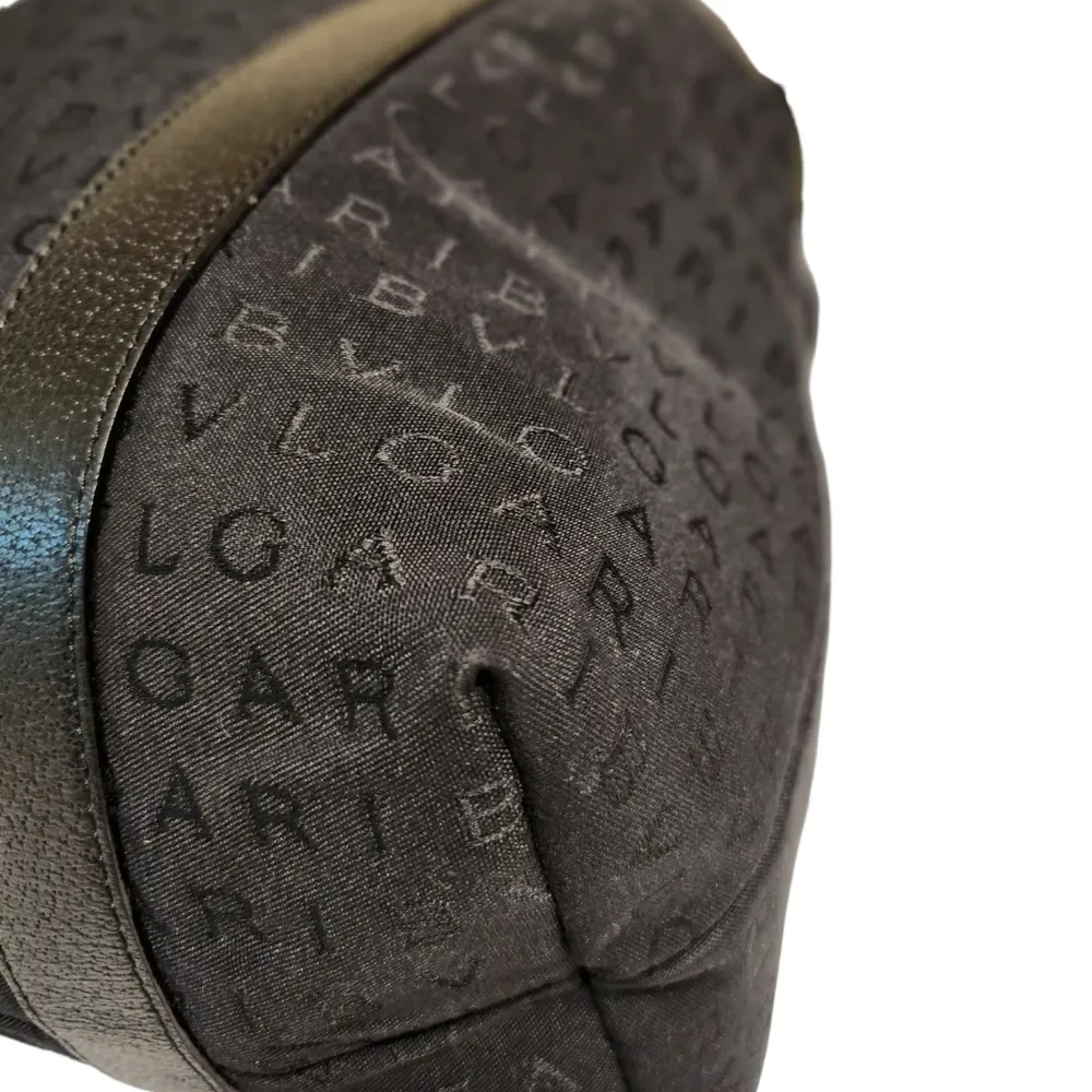 BVLGARI Authentic  Canvas Monogram Tote with Leather Trim Black - Image 10