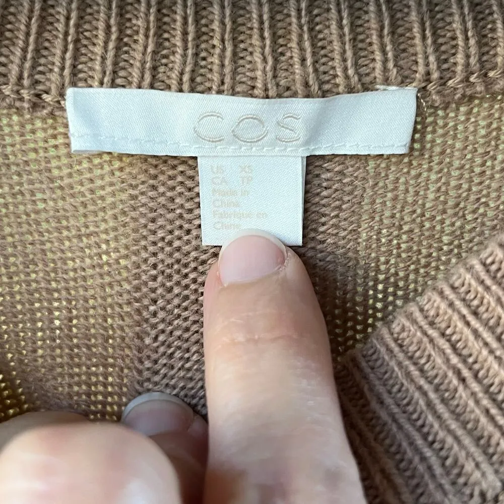 COS Women's Tan Cotton And Yak Pullover Sweater Size XS - Image 5