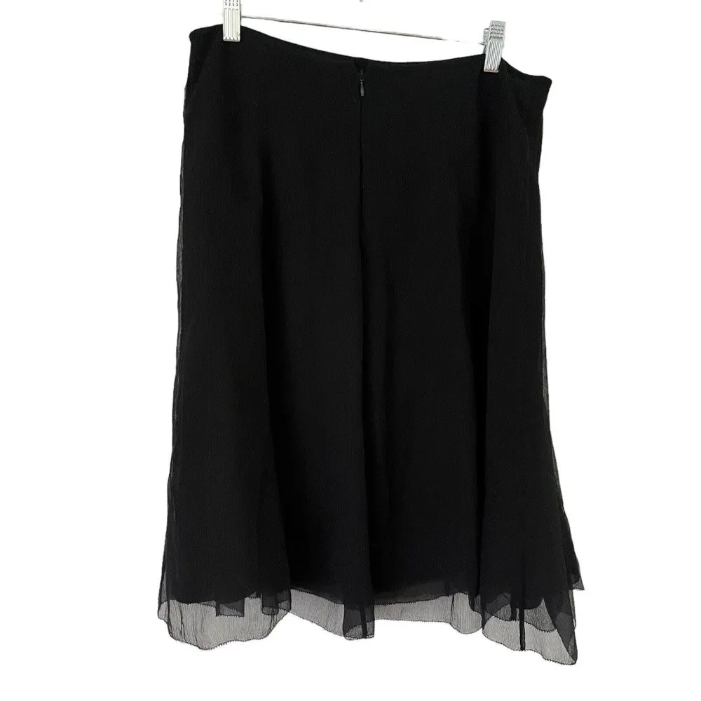 INC International Concepts Black 100% Silk Knee Length A Line Skirt Size 8 - Image 3