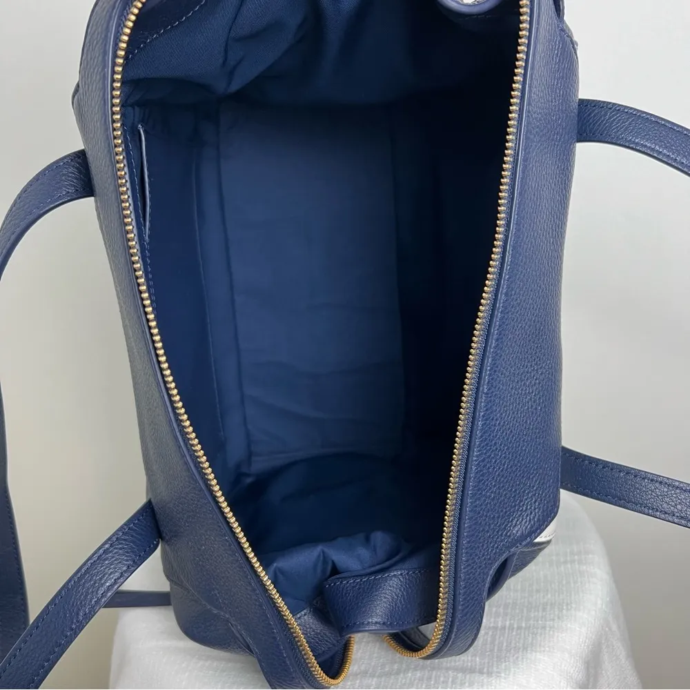 Tory Burch Blue Perry Balloon Stripe Satchel Leather Bag NEW Multicolor - Image 11