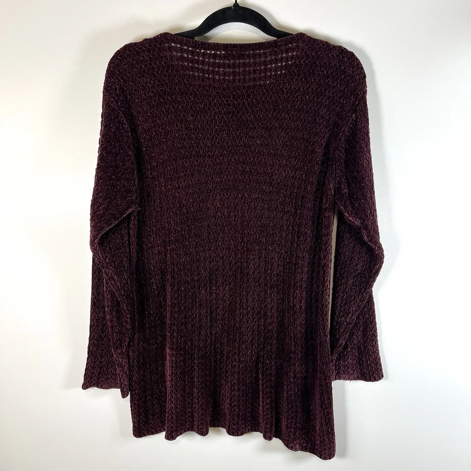 Eileen Fisher Tunic Sweater Size M Chunky Heavy Knit Long Sleeve Burgundy‎ - Image 5