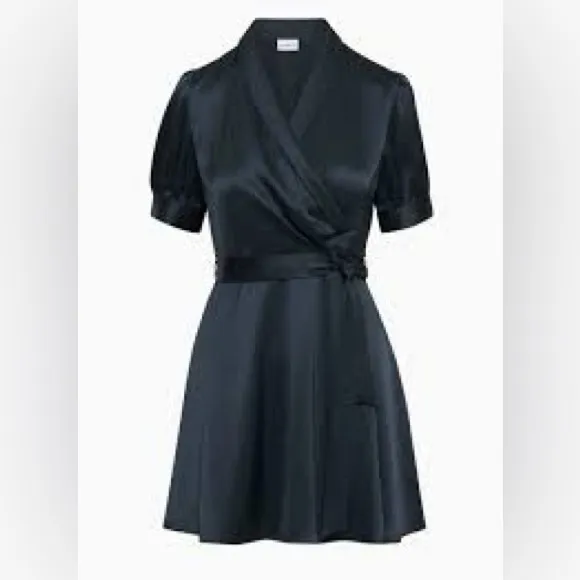 Aritzia color dark night navy Hyde Satin Mini Dress - Image 3