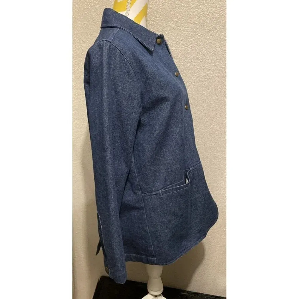 Orvis Blue Denim Fishing Jacket Snap Closure Women’s Size‎ 6 Hong King VTG - Image 4