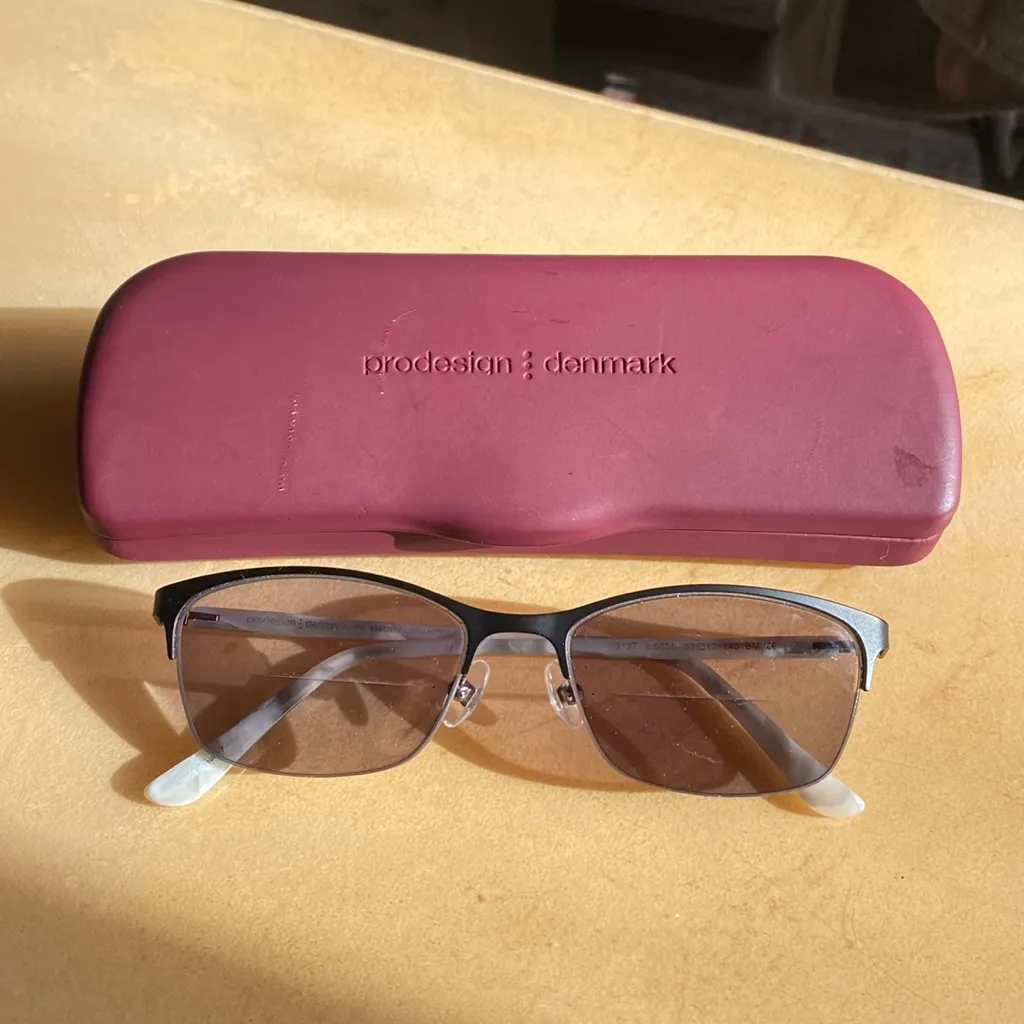 Prodesign Denmark Optical Frames 3137 c6021 Half Rim Matte Black Marble White - Image 3