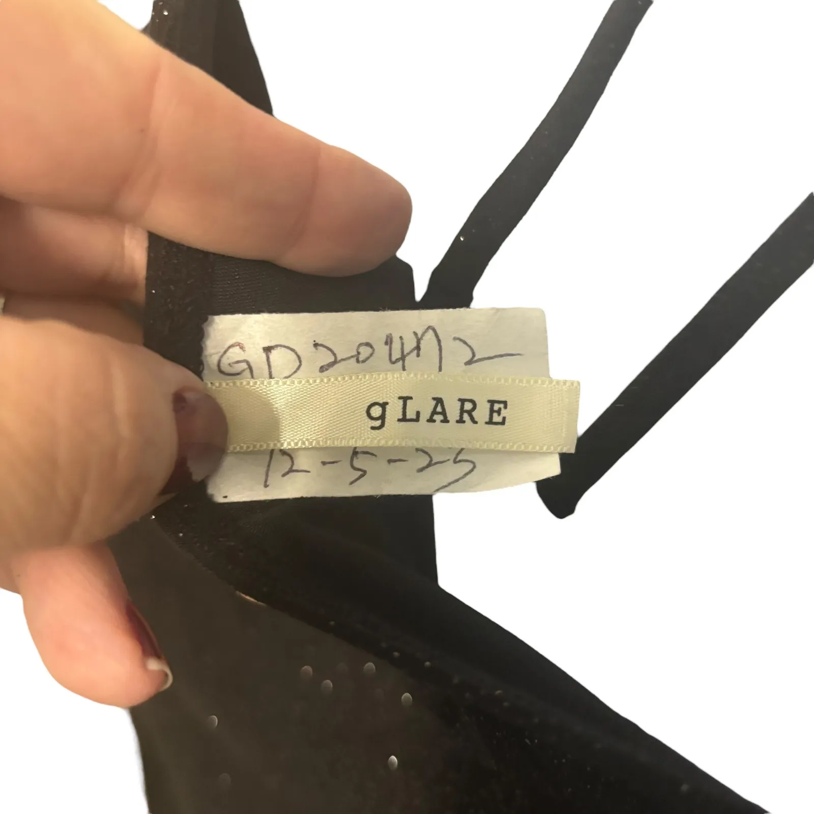 GLARE Black Glitter Bodycon Dress Criss‎ Cross Back Party Cocktail Sample Small - Image 6