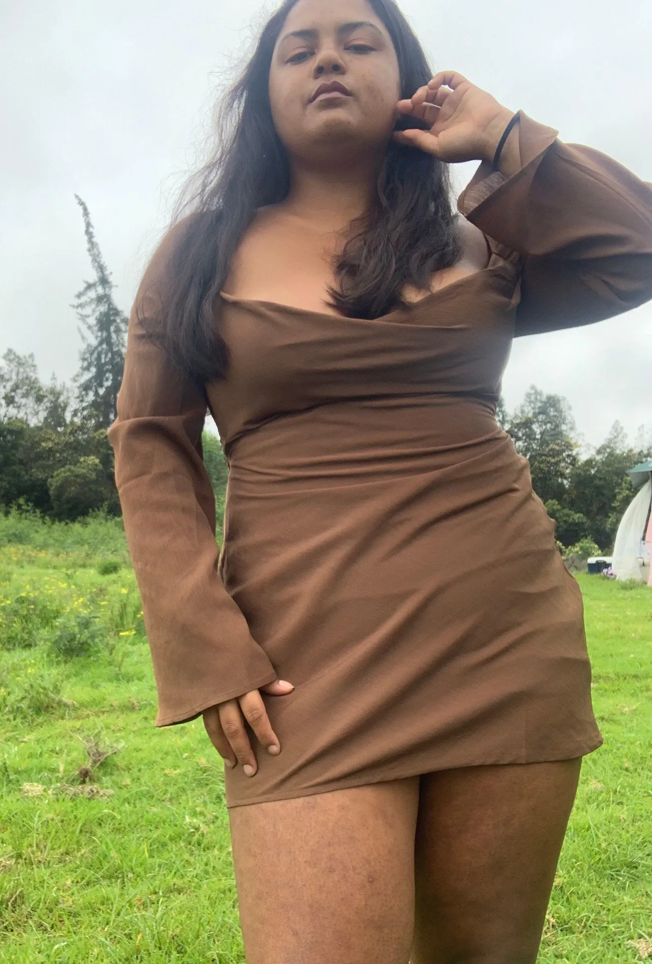 These Three Boutique Brown Cowl Neck Dress - Image 3