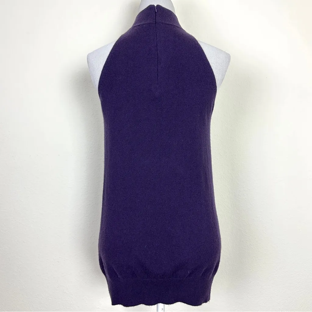 VINCE Purple Cashmere Sleeveless Mock Turtleneck Sweater Size M - Image 2