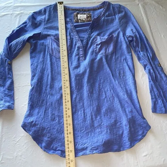 Anthropologie Laurelwood T-Shirt Women Blue‎ V Neck Long Sleeve Top XS - Image 4
