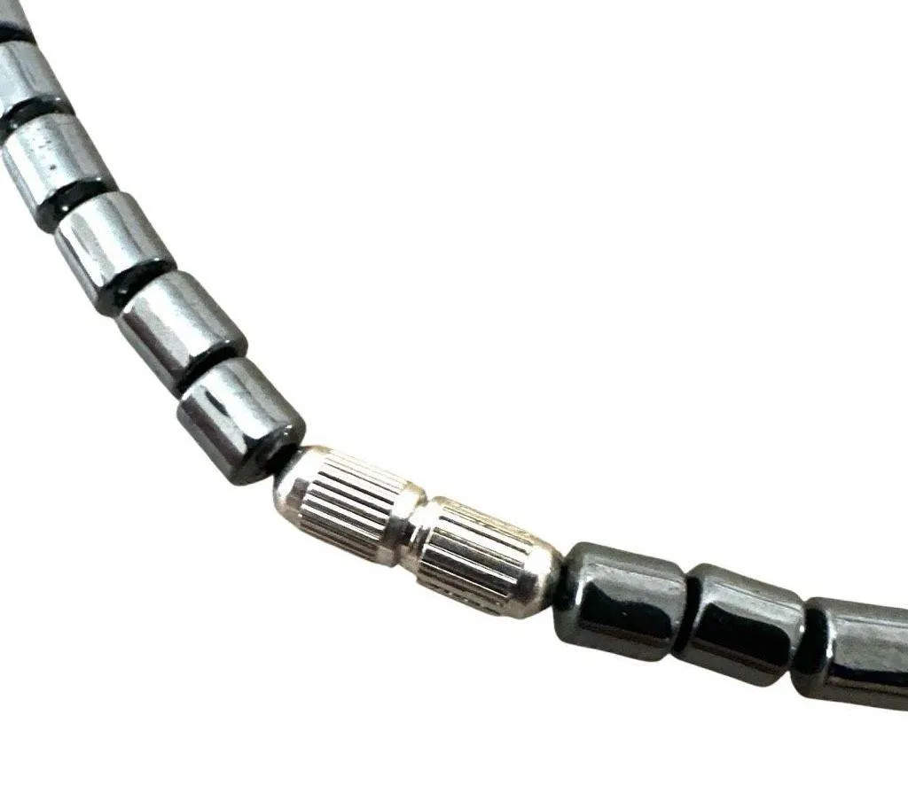 Hematite Bead Necklace Gray - Image 6