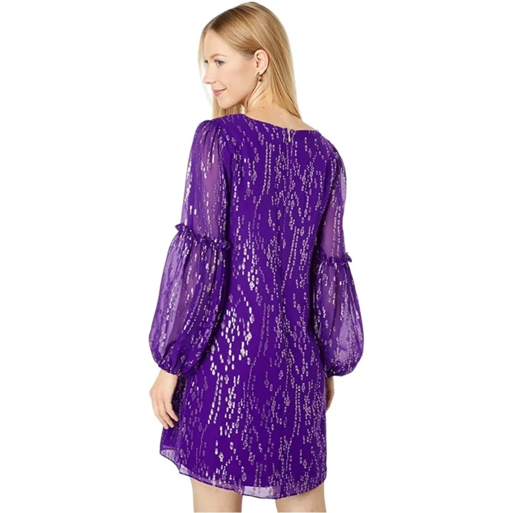 Lilly Pulitzer Cleme Silk-Blend Fish Clío Chiffon Mini Dress in Purple Berry - Image 5