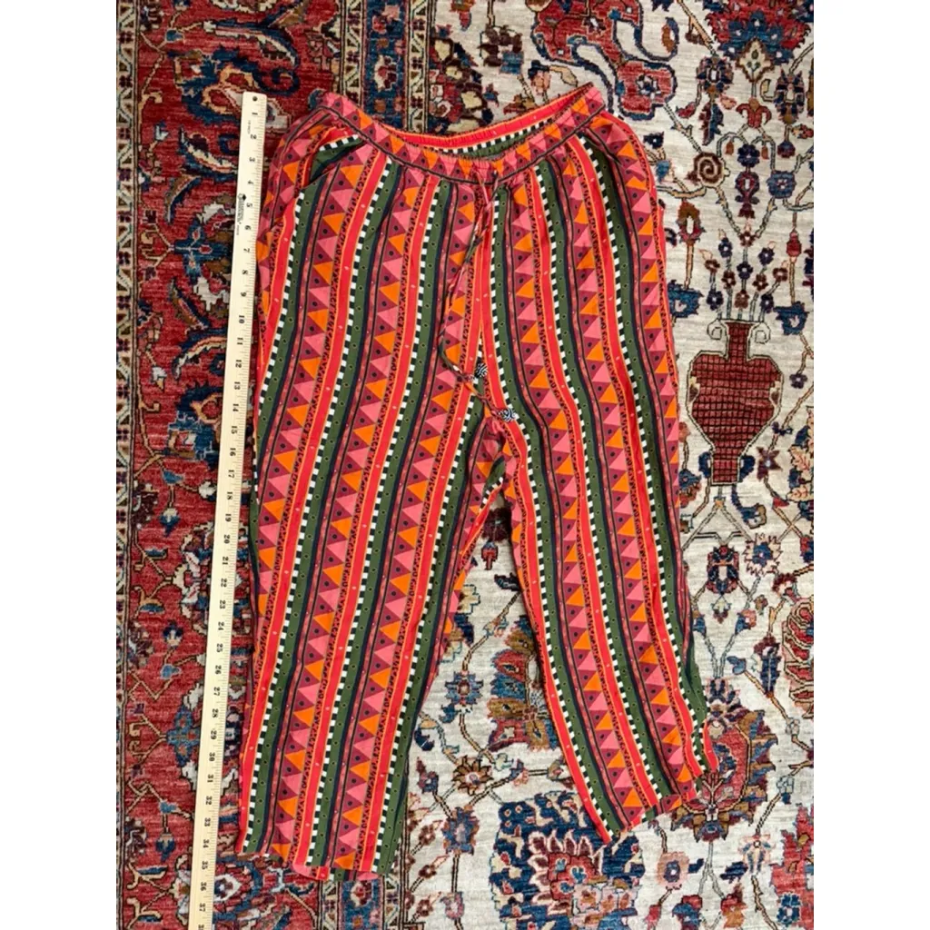 Farm Rio Anthropologie Multicolor Geometric Stripe Linen Blend Pants Size M - Image 3