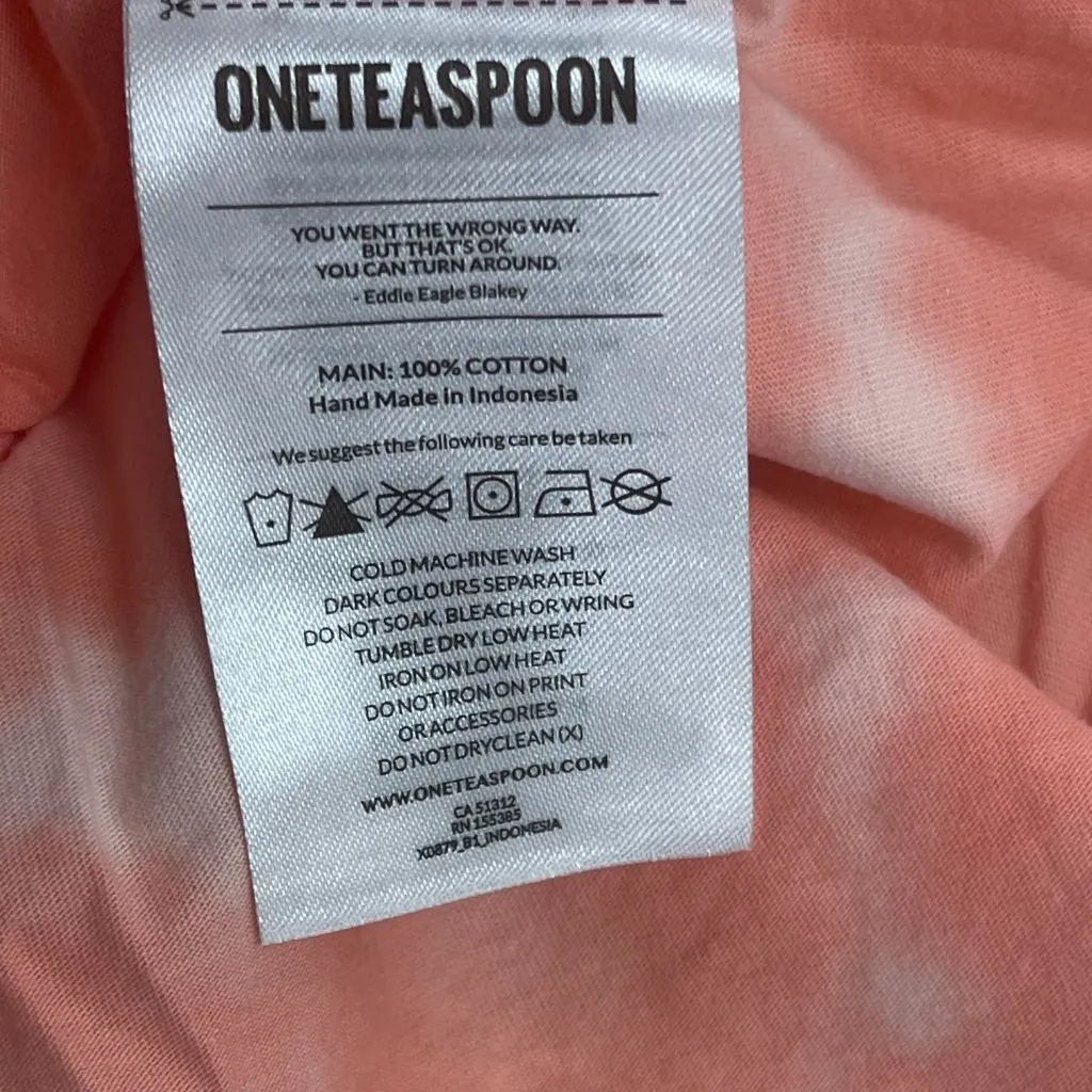 Free People/One Teaspoon Heart Throb Tie Dye Boyfriend Tee-Coral Pink - XL - NWT - Image 7
