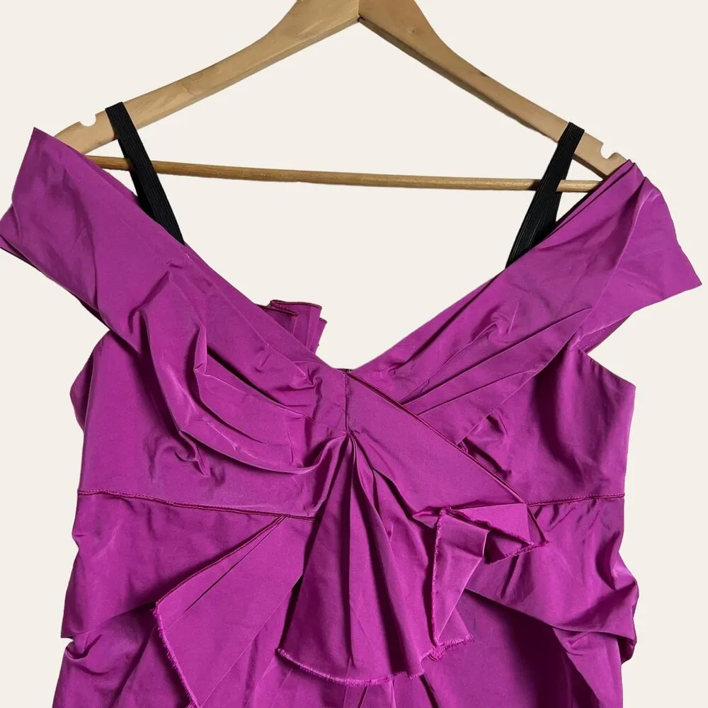 Marc Jacobs Magenta Purple Off Shoulder Twist Knot Front Mini Dress Size 2 - Image 4