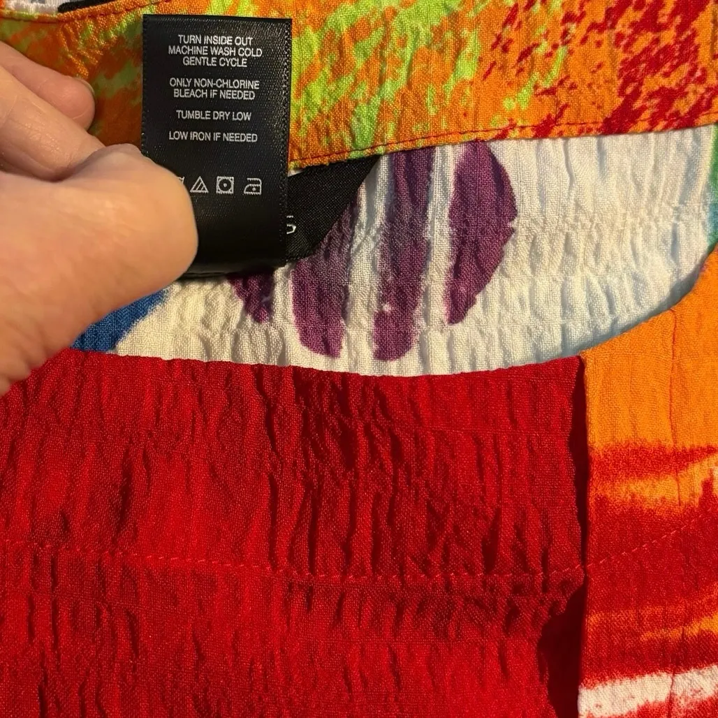 Ali Miles Plus Size 1X Tunic Top Blouse Artsy Art to Wear Colorful Print Gauzy - Image 5