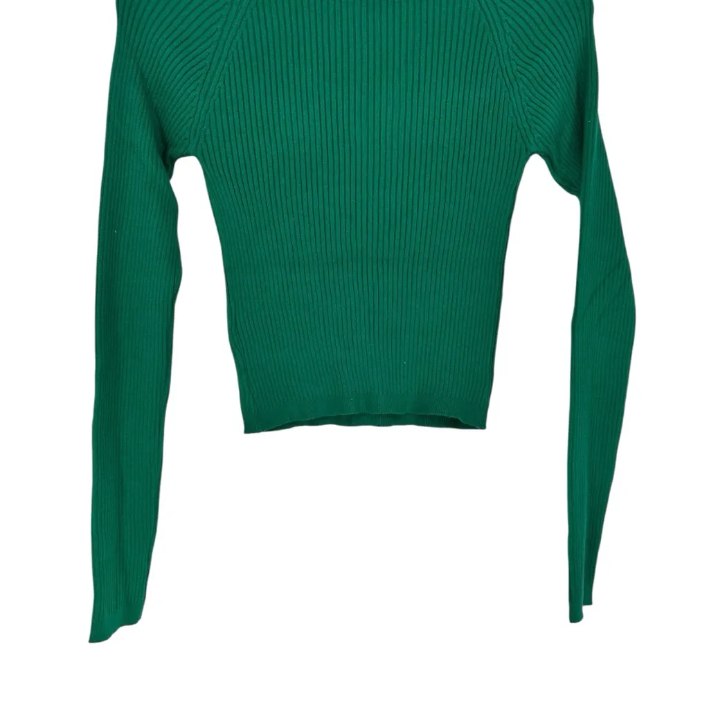 Love Tree Green Ribbed Turtleneck Sweater size Large Long Sleeves Stretch - Image 8