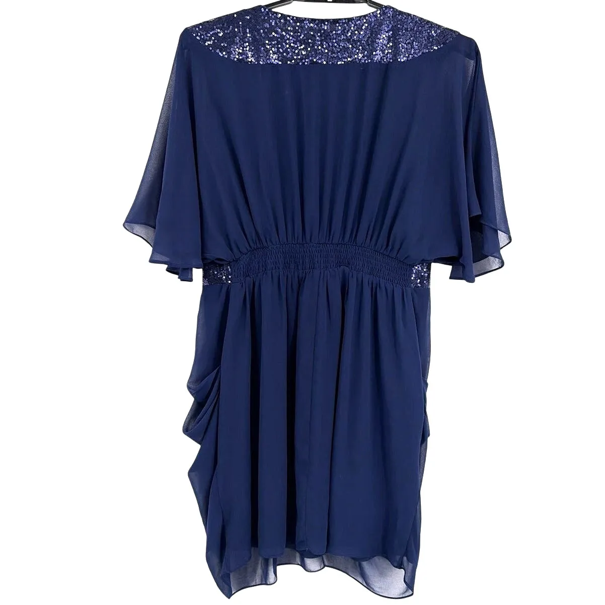 City Chic Sequin Dress 18 Navy Chiffon Holiday Cocktail Wedding Flutter Cruise - Image 6