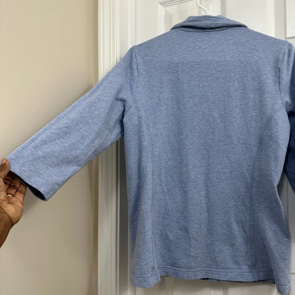 Karen Scott Sports Womens Full Zip Up Jacket 3/4 Sleeve Pockets Blue Size Small - Image 5