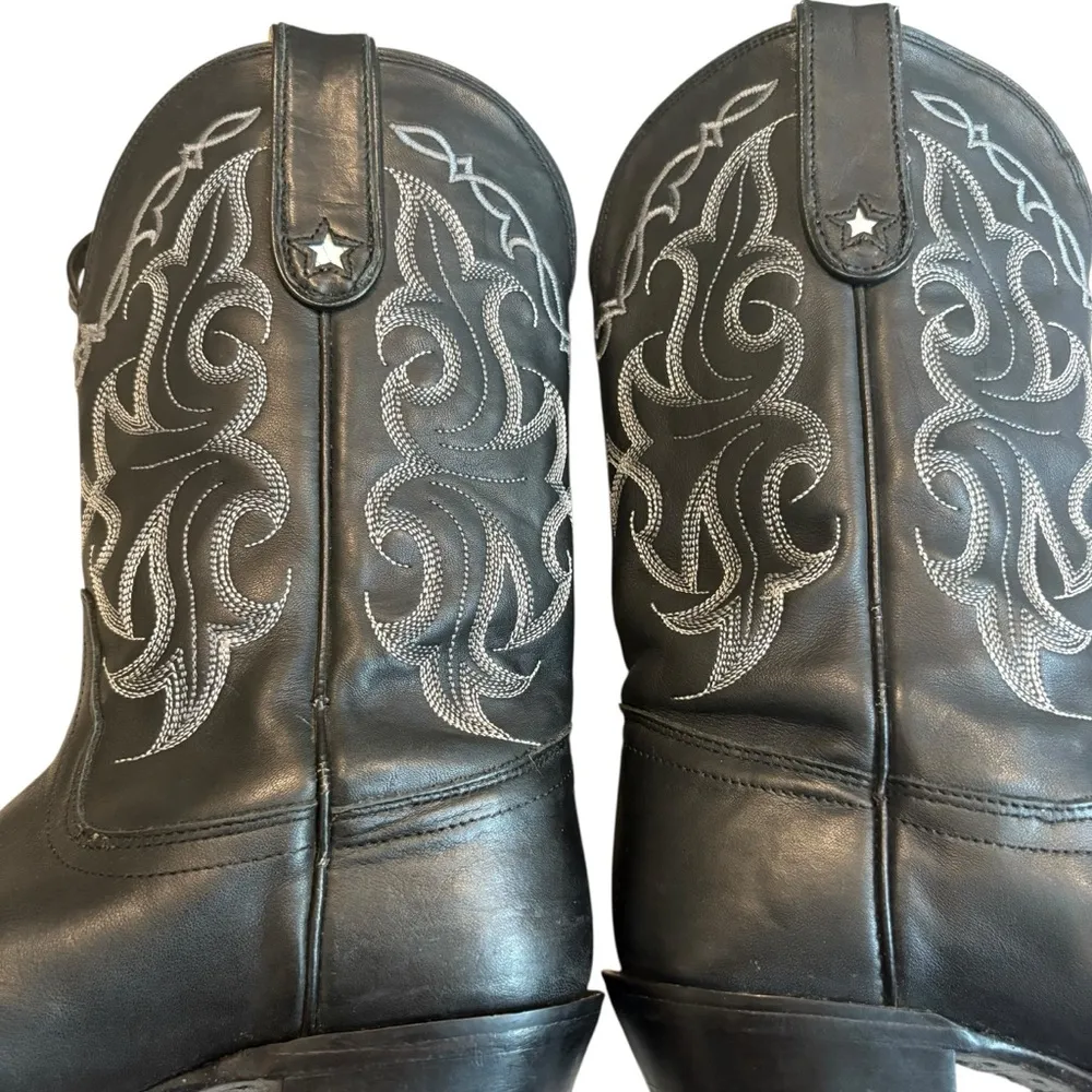 Tony Lama Black Vail Square Toe Vaquero 11" Western Boots styleVF3033, Sz 7 - Image 8