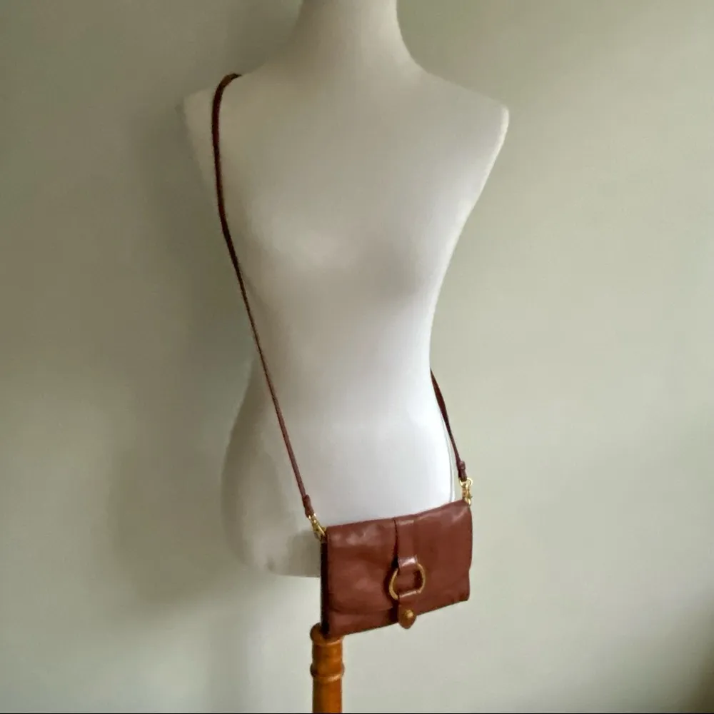 FRYE Ring Crossbody Purse Handbag Brown Leather - Image 12