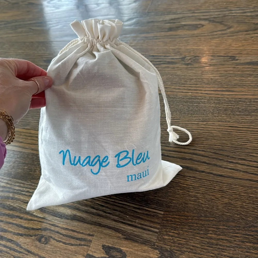 Nuage Bleu Maui Leather Bucket Cinch Crossbody Bag Lizard Green NWT Tan - Image 12