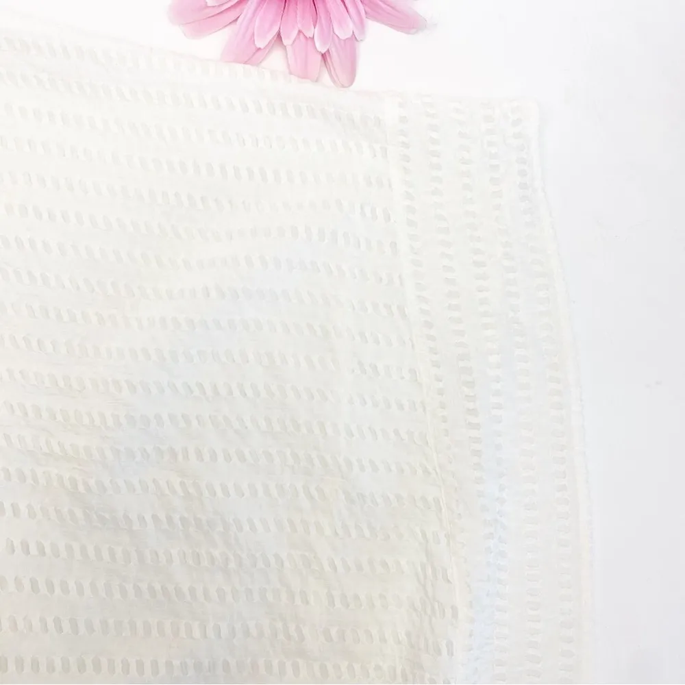 Lilka X Anthropologie White Shell Eyelet Laser Cut Beach Poncho Cape Cover Up - Image 8