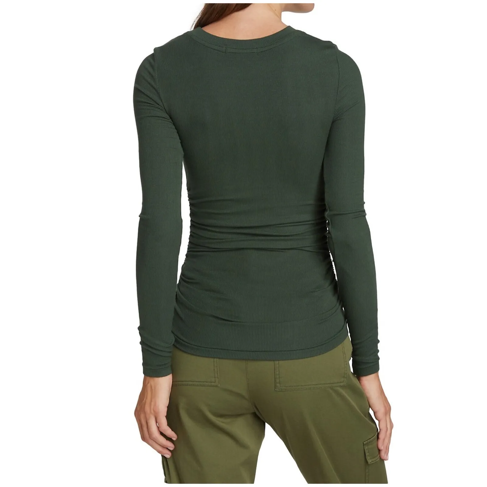 n:philanthropy Green Gavin Cutout Ruched Long-Sleeve Soft T-Shirt Large NEW - Image 3