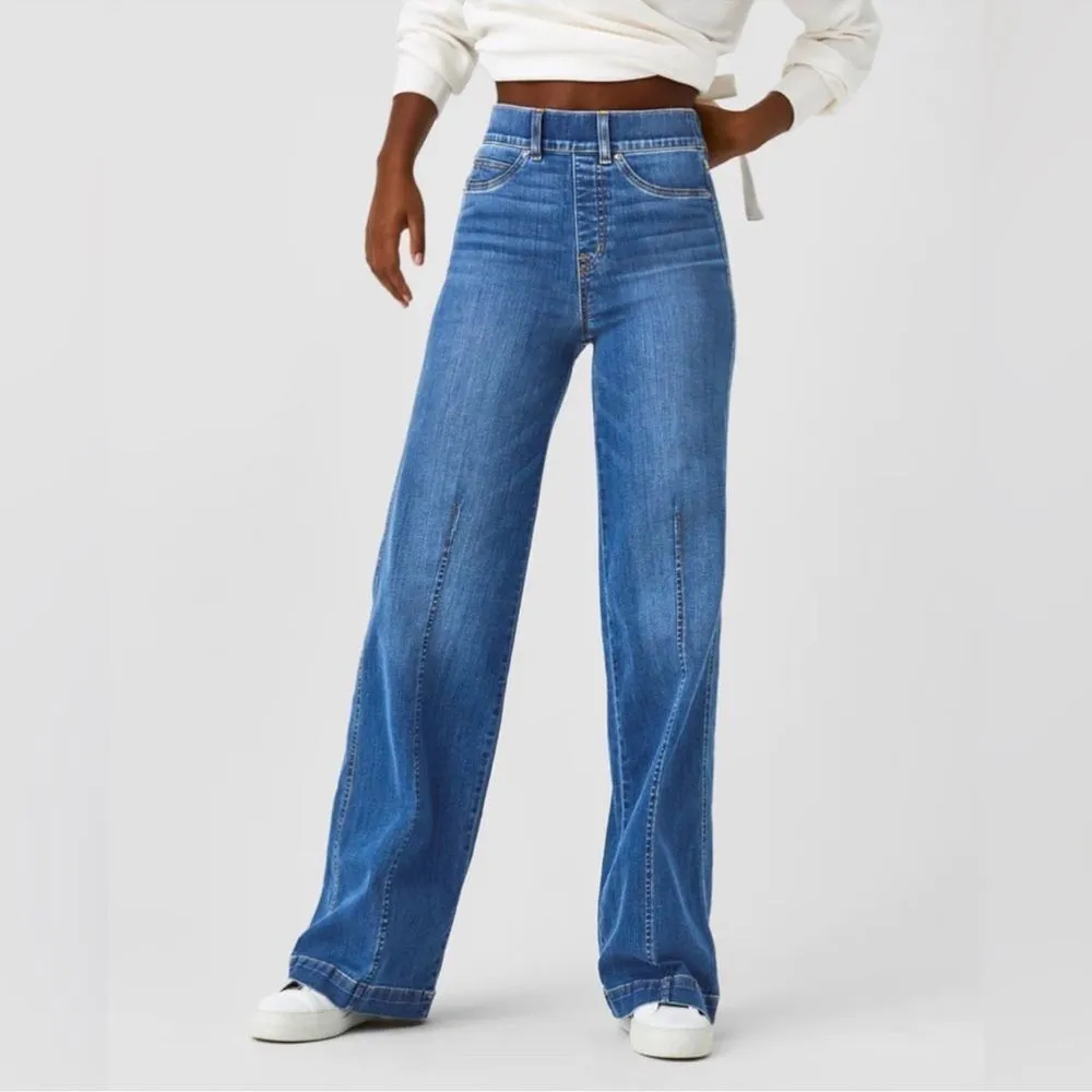 NWT SPANX 20407 Seamed Front Wide Leg in Vintage Indigo Pull-on Jeans Size XS - Image 10