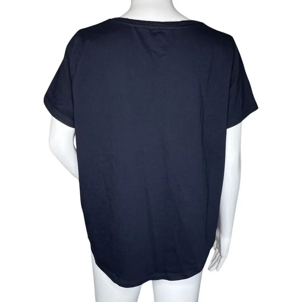 Lili's Closet Shirt Womens XL Navy Blue White Anchor Tee Casual Nautical Coastal - Image 4