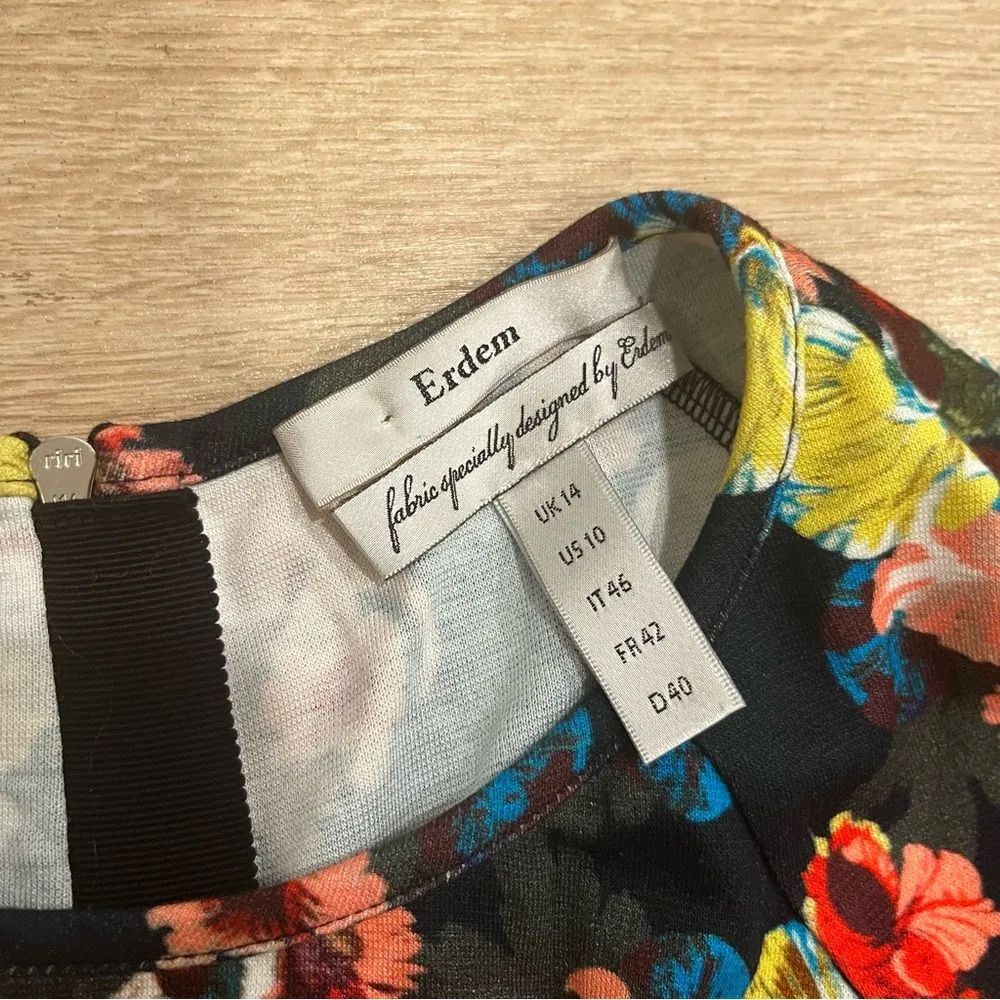 Erdem Armel Dress Viscose Black Floral Short Sleeve A - Image 6