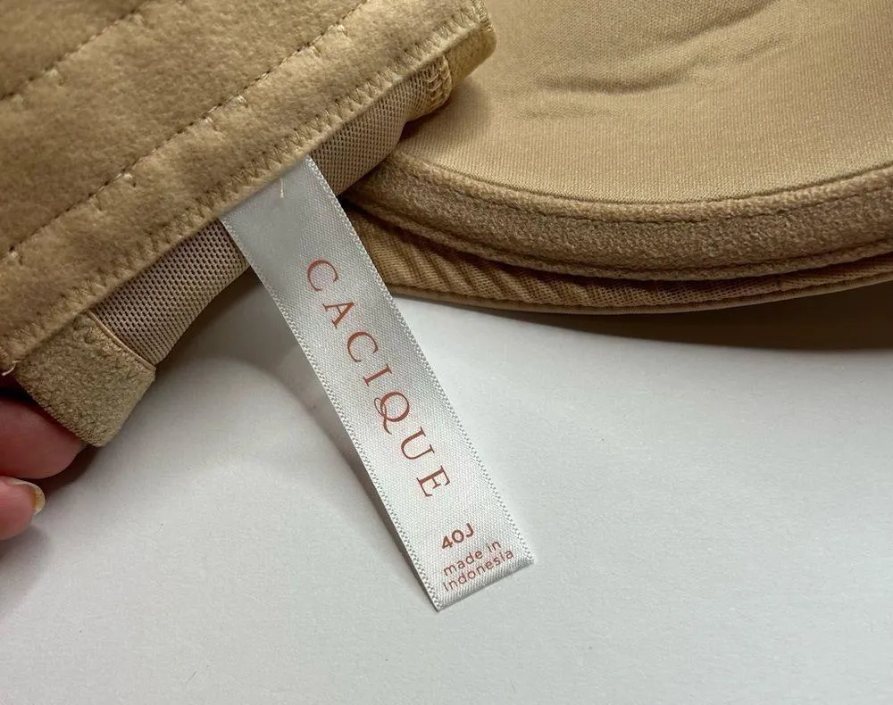 New Cacique tan lined Balconette Bra 40J Molded Cups - Image 4