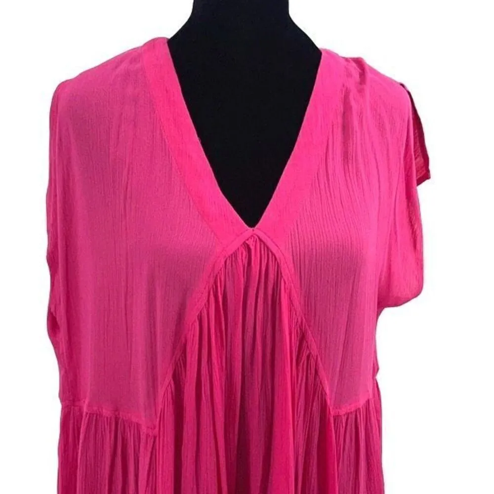 C&V Chelsea & Violet Womens Slit Cap Sleeve‎ Pleated Swing Dress Fuchsia XS NWT - Image 3