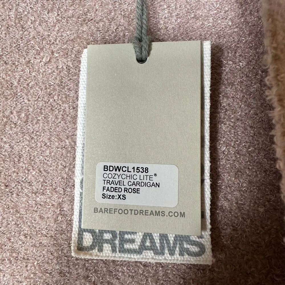 Barefoot Dreams CozyChic Lite Travel Cardigan Faded Rose Pink NEW - Image 5