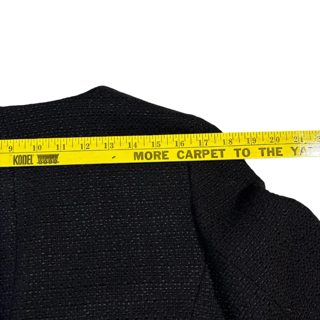 Ann Taylor Black Tweed Jacket Collarless Women's Size 8 Hook & Eye‎ Wool Blend - Image 14