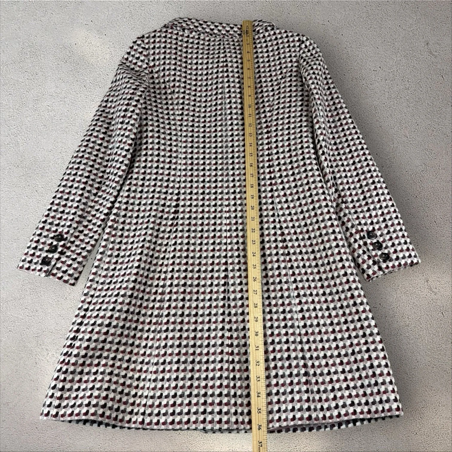 Hobbs Marilyn Anselm Lambswool Tweed Pink Pea Coat Overcoat Jacket Sz 10 Vtg - Image 6