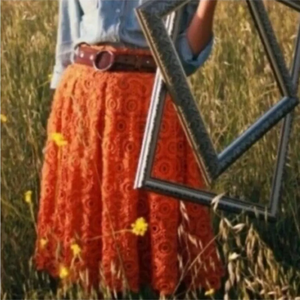 NEW Anthropologie Moulinette Soeurs Tuberosa Orange Lace Skirt 8 MSRP $188 - Image 3