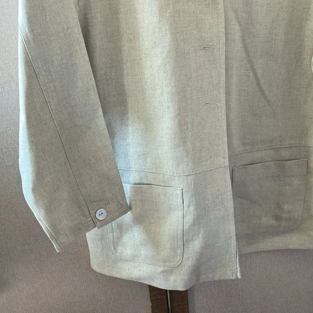 FINAL MARKDOWN Talbots Light Tan Unlined linen blend Jacket petite small - Image 2